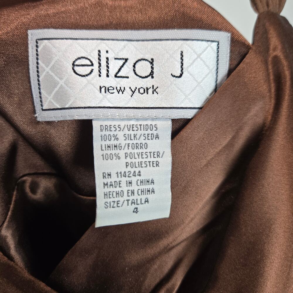 Vintage Eliza J Silk Y2K Halter Dress Midi Babydoll Brown Fairy 4 - Picture 4 of 7